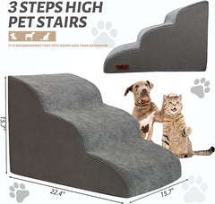 3 Tiers Dog Ramp and Stairs for Beds Or Couches - Non-Slip Sturdy Pet Steps - for Small Dogs to get on High Bed