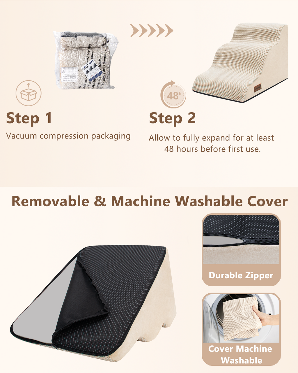 Dog Stairs for Small Dogs,3 Step Dog Ramp for Couch,Non-Slip Steps