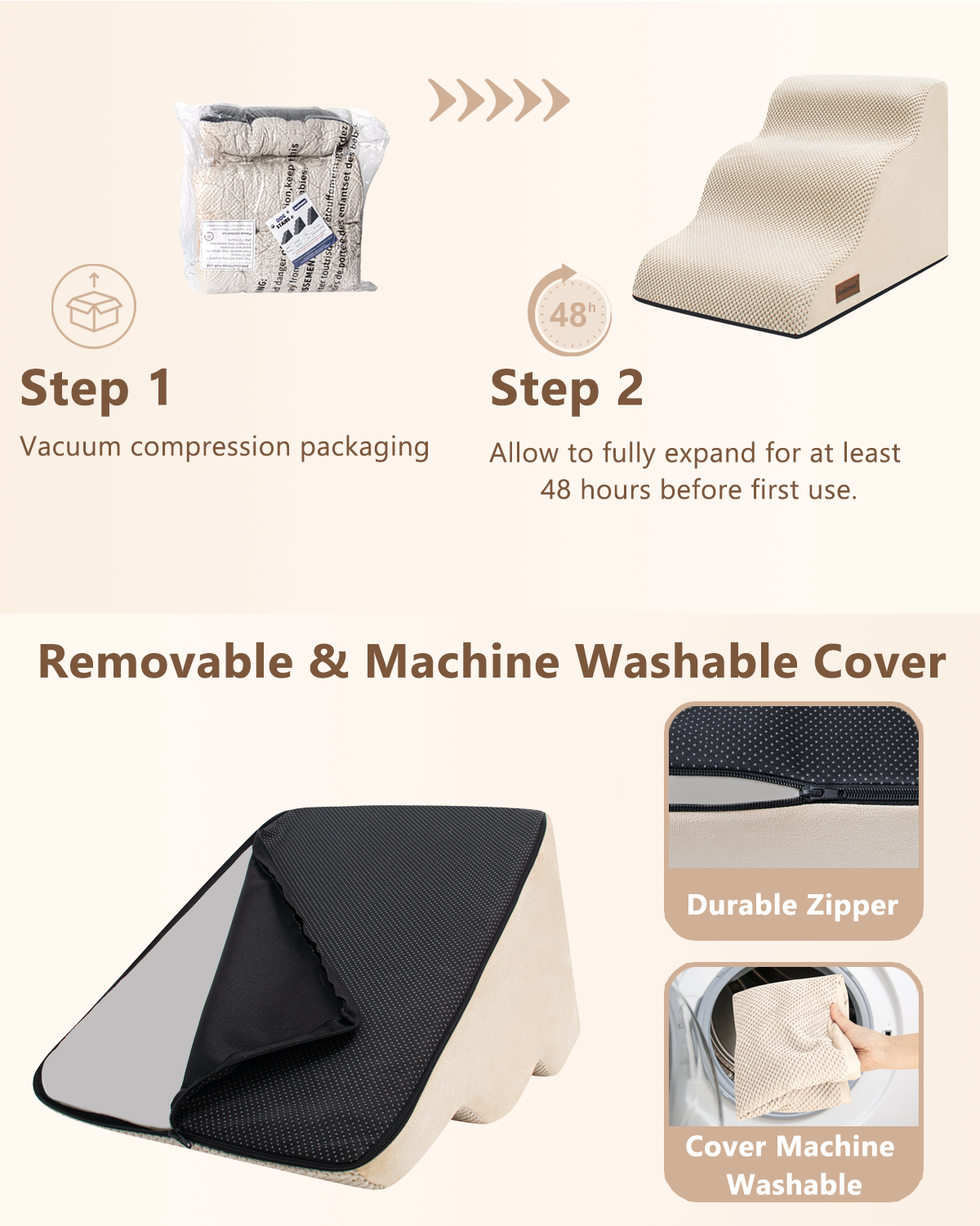Dog Stairs for Small Dogs,3 Step Dog Ramp for Couch,Non-Slip Steps